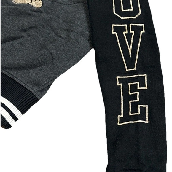 Gap x Disney Mickey Letterman Jacket Black Embroidered Love Spellout Girls Small - Picture 4 of 5